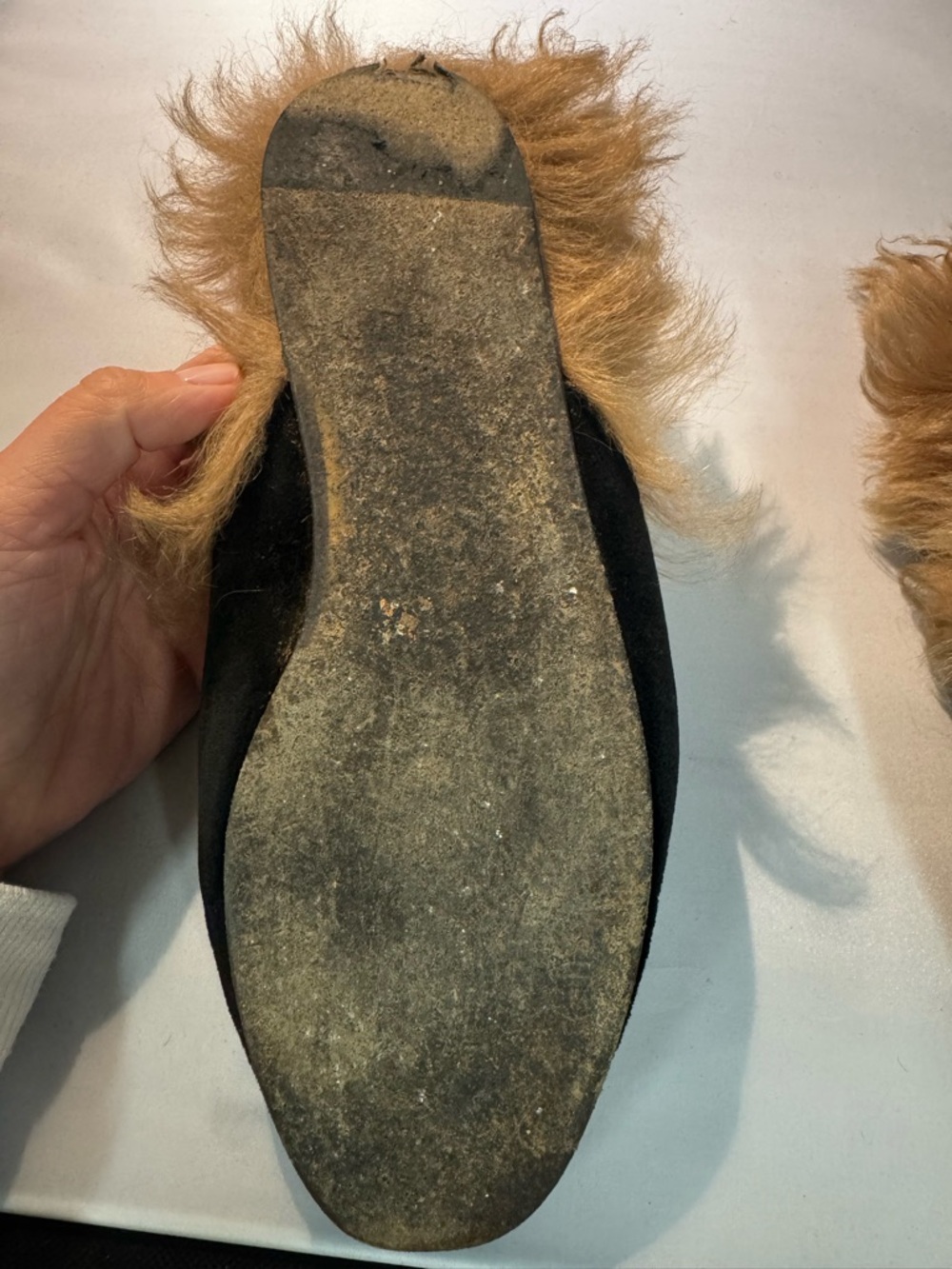 Gucci Princeton Mules Black Suede with Tan Fur and Horsebit - Picture 7 of 7